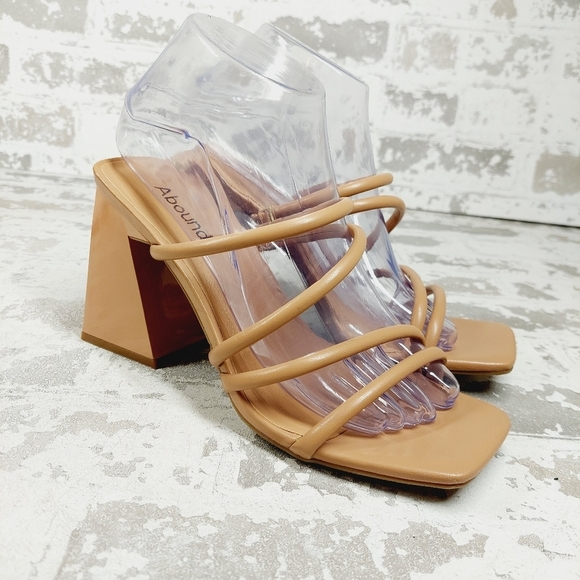 New Abound Austry Tan Mocha Tubular Strappy Heeled Sandal i441 - Picture 5 of 12